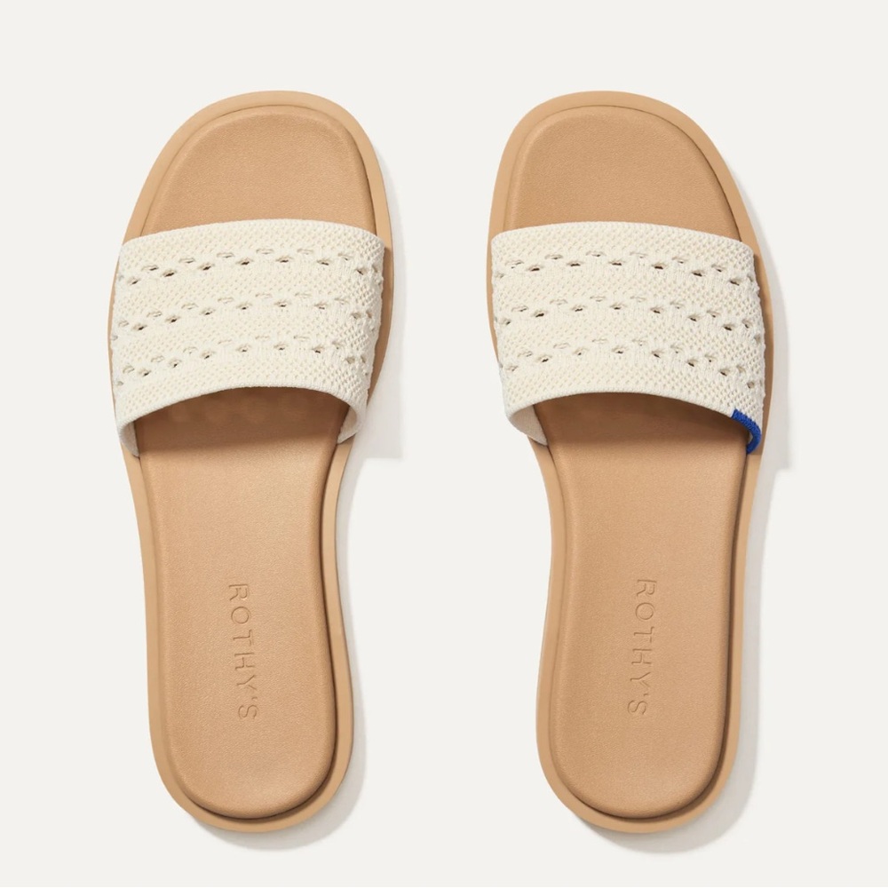 NEW Rothy’s The Slide Sandal in sandy crochet